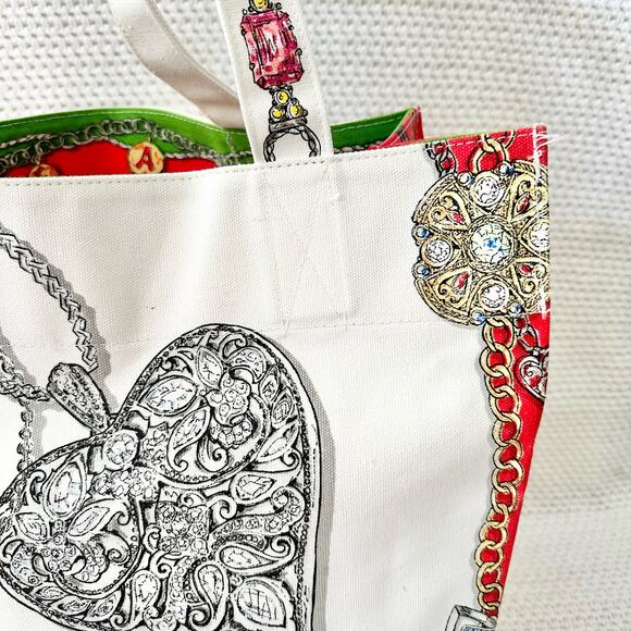 Brighton Large Canvas All That Glitters Holiday Love Tote Bag Ornate Jewels - Picture 10 of 16